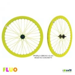 Ruote Fixed 28 36 Raggi Mozzi Su Cuscinetti Colore Giallo Fluo