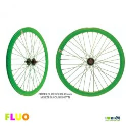 Ruote Fixed 28 36 Raggi Mozzi Su Cuscinetti Colore Fluo Verde