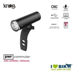 KNOG Fanale 450 LUMENS / 850mAh PWR COMMUTER Con Ricarica Usb
