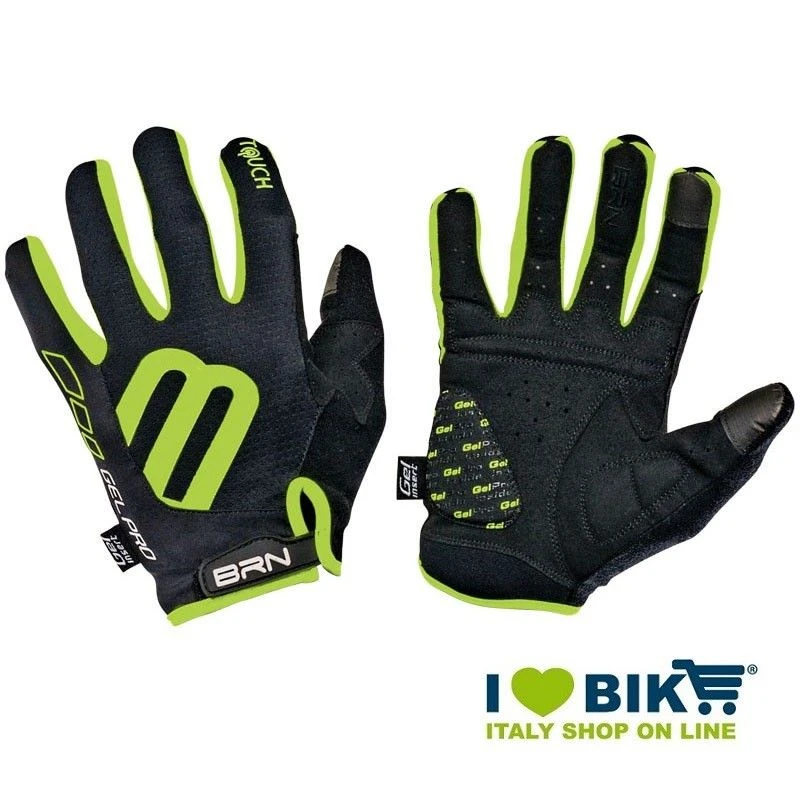 Guanti Lunghi Ciclo BRN Gel Pro Touch Nero/fluo Verde Online Shop 3 Guanti Lunghi Ciclo BRN Gel Pro Touch Nero/fluo Verde Online Shop