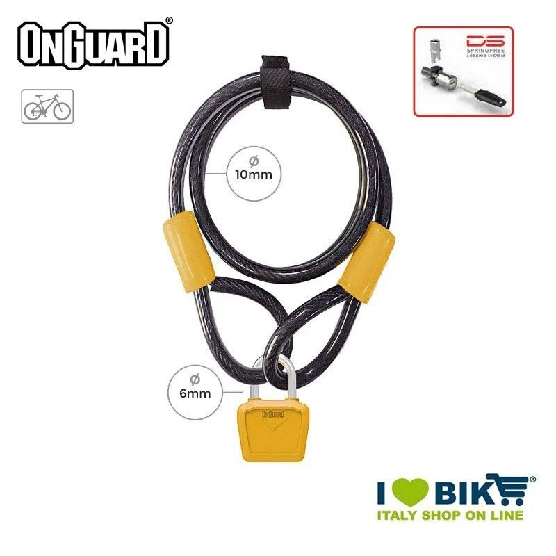 Lucchetto Cavo 120cmx8mmx10mm OnGuard Neon Bull, Arancio Fluo 3 Lucchetto Cavo 120cmx8mmx10mm OnGuard Neon Bull, Arancio Fluo