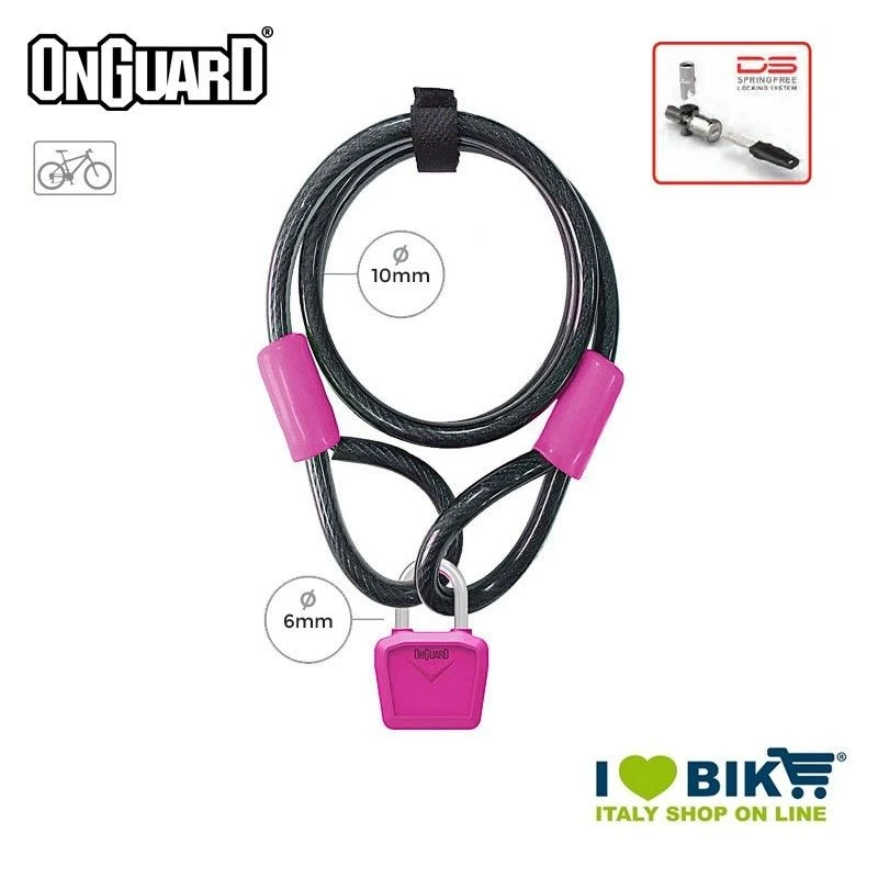 Lucchetto Cavo 120cmx8mmx10mm OnGuard Neon Bull, Fuxia Fluo 3 Lucchetto Cavo 120cmx8mmx10mm OnGuard Neon Bull, Fuxia Fluo
