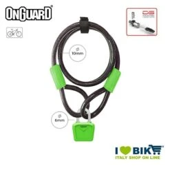 Lucchetto Cavo 120cmx8mmx10mm OnGuard Neon Bull, Verde Fluo