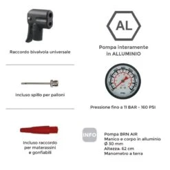 Pompe BRN AIR Con Manometro Silver Online Shop -Shiknog Negozio pompe brn air con manometro silver bike shop 1