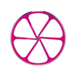 Ruota Anteriore Fixed A 6 Razze In Alluminio Fluo Fuxia Rosa Fixed Bike Shop