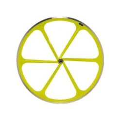 Ruota Anteriore Fixed A 6 Razze In Alluminio Fluo Giallo Fixed Bike Shop
